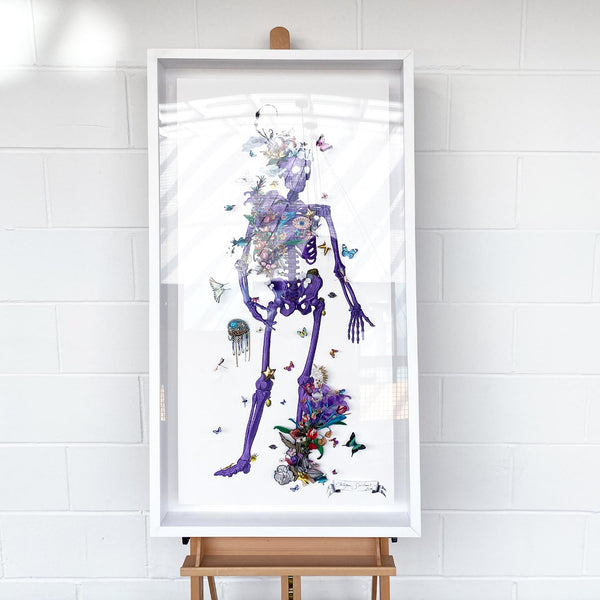 Violet Bones - Contemplating Skeleton - 3D Original Artwork