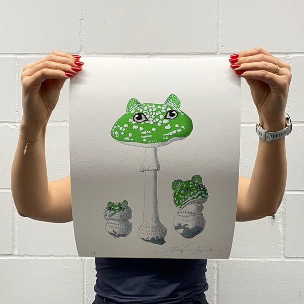 Mushroom Cat Green 01  - Artist Proof