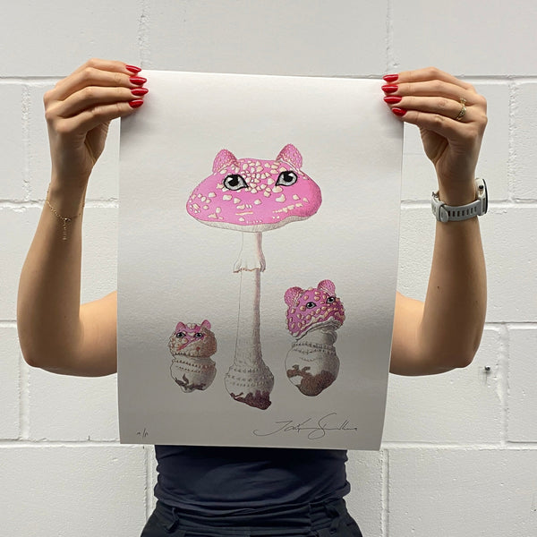 Mushroom Cat Pale Pink 03  - Artist Proof