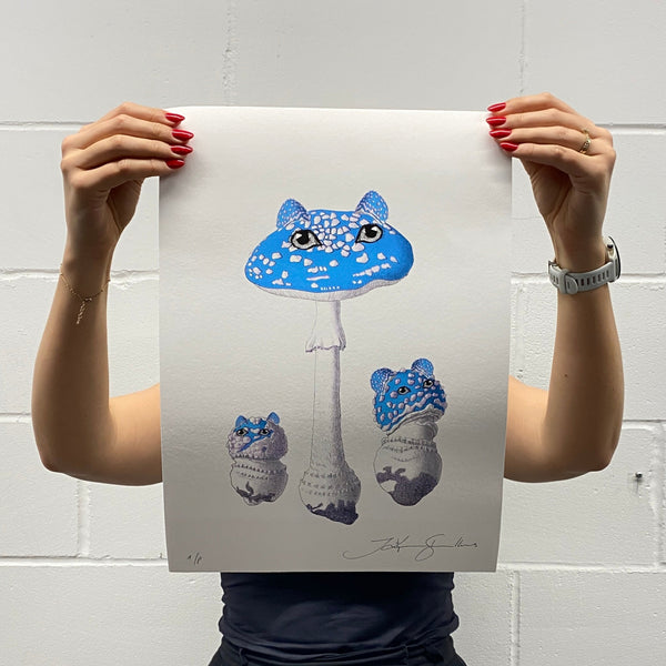 Mushroom Cat Blue 04  - Artist Proof