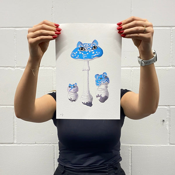 Mushroom Cat Blue 04  - Artist Proof