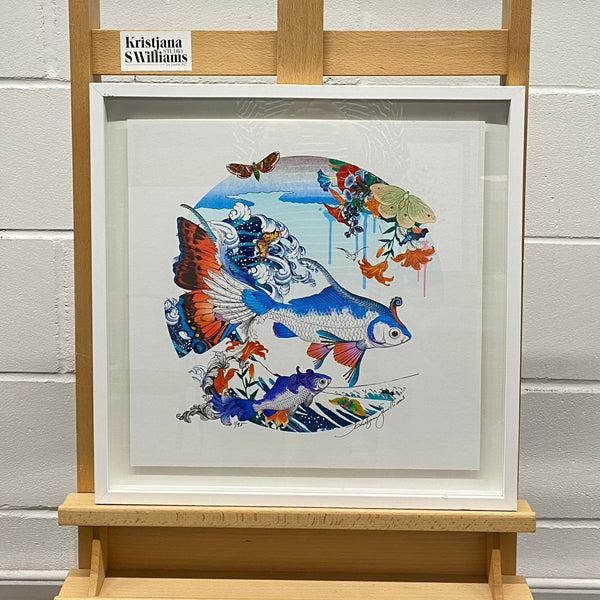 Hokusai Koi Blue -  Framed