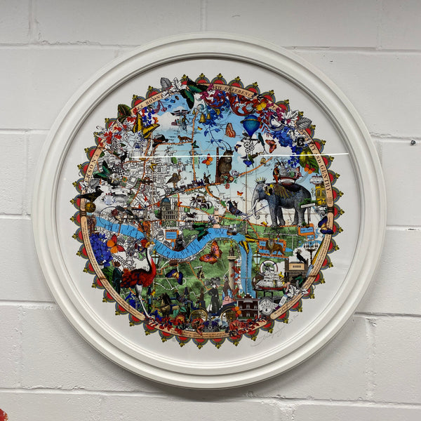 Austur Elephant London Circular -  Framed