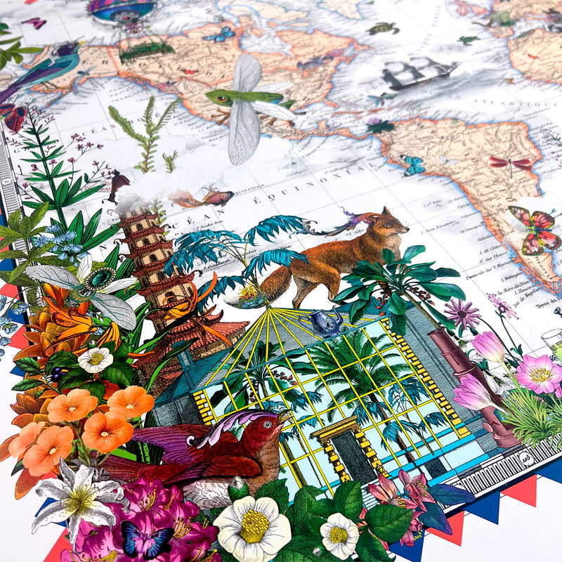 Botanical World Map Voyage