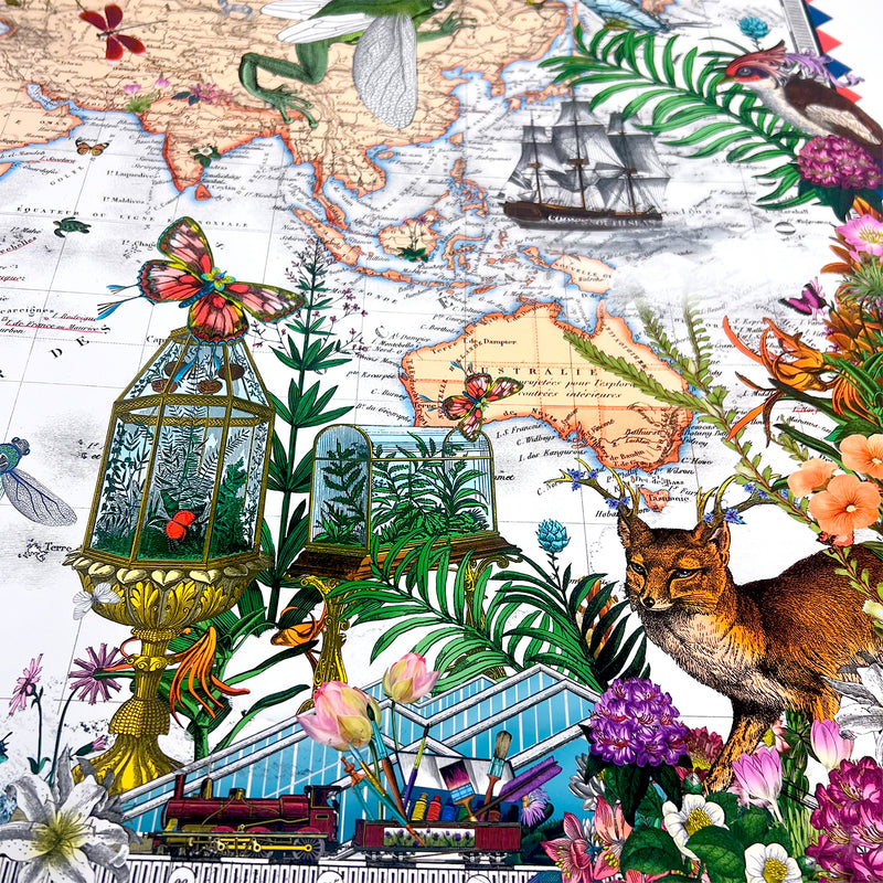 Botanical World Map Voyage
